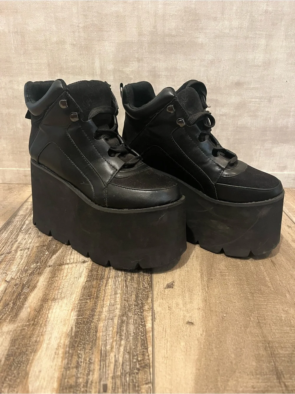 Edgy Black Platform Sneakers